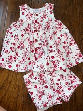 SweetHoney White & Red Floral Tank Dress with Matching Shorts
